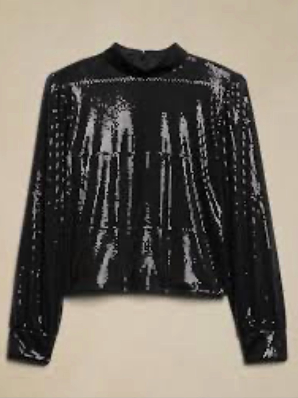 Banana Republic Black Sequin Mock Neck Top Small Sparkle Holiday Party